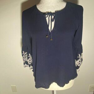 Forever 21 Women's Long Sleeve Navy Top - Medium